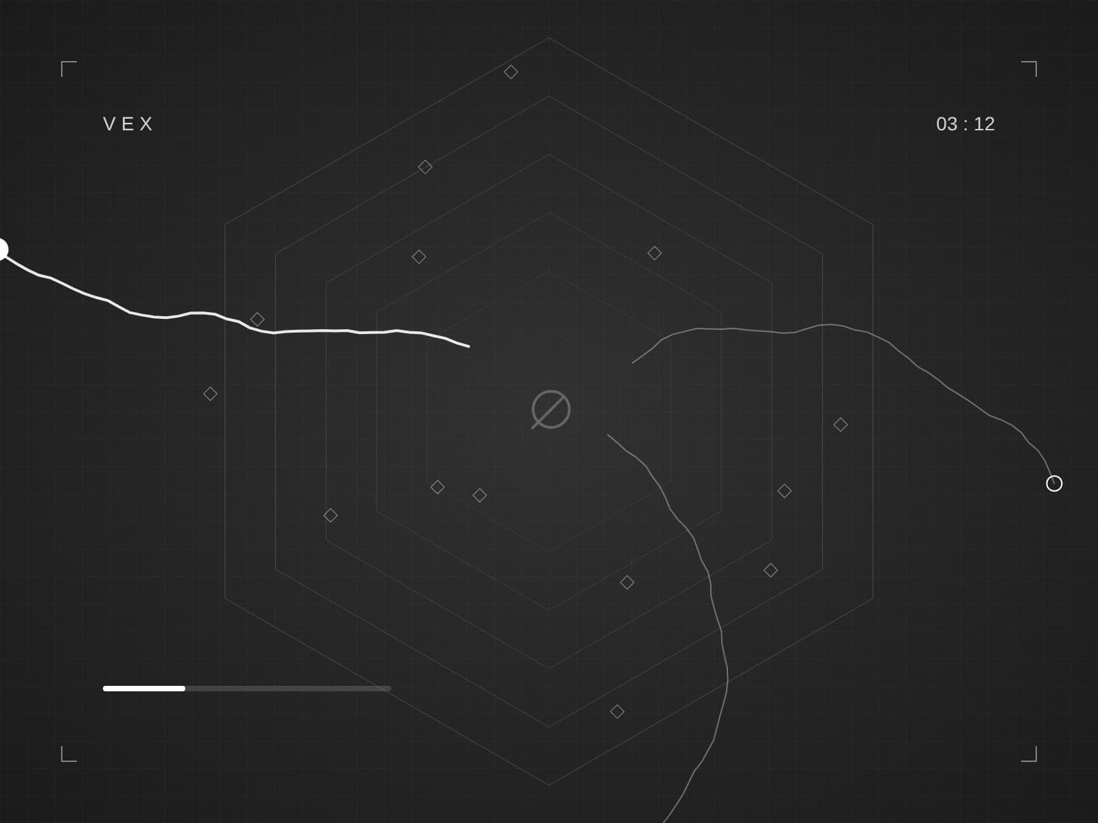 Geometric monochrome game arena from the VEX mobile game